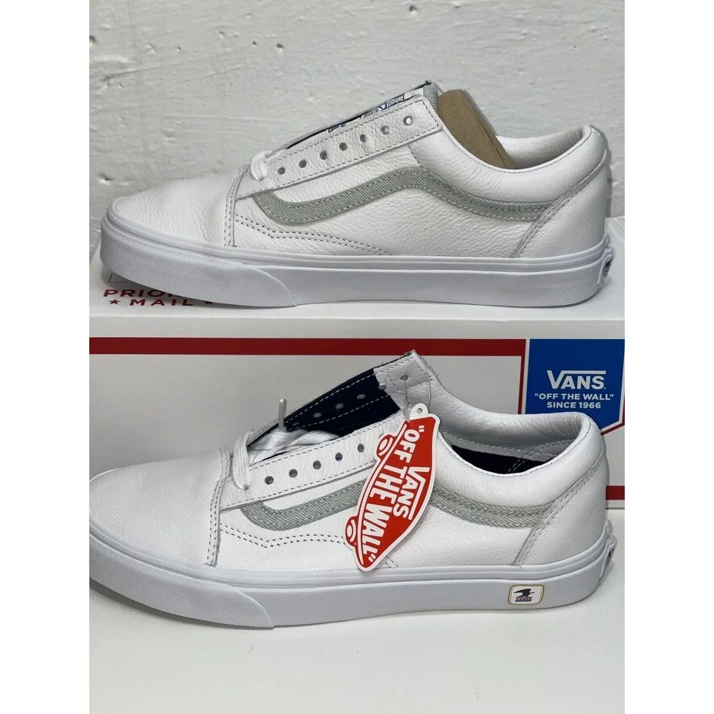 Vans Sneakers Old Skool USPS Denim White Leather Women's Size 5 New